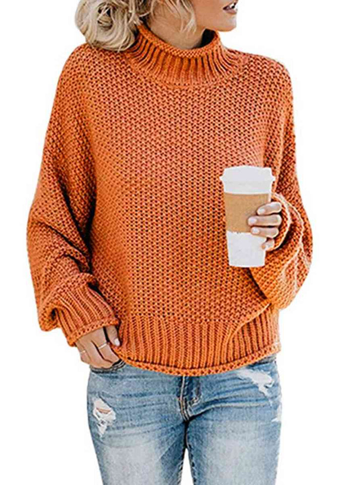 Turtleneck Dropped Shoulder Sweater |1mrk.com