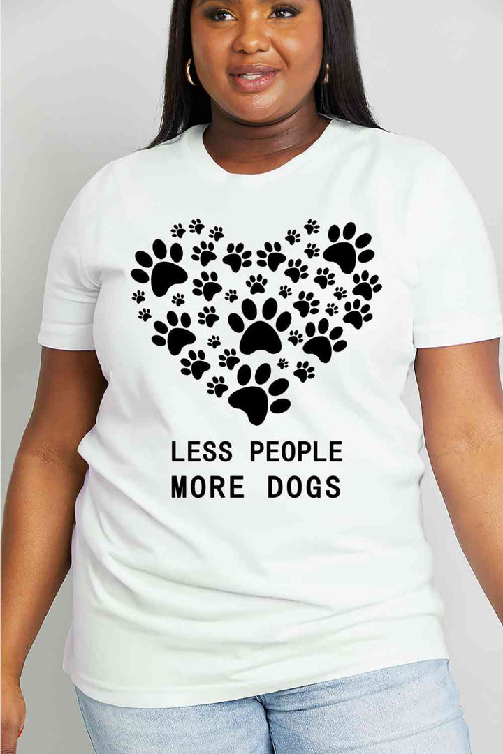 Simply Love Simply Love Full Size LESS PEOPLE MORE DOGS Heart Graphic Cotton Tee | 1mrk.com