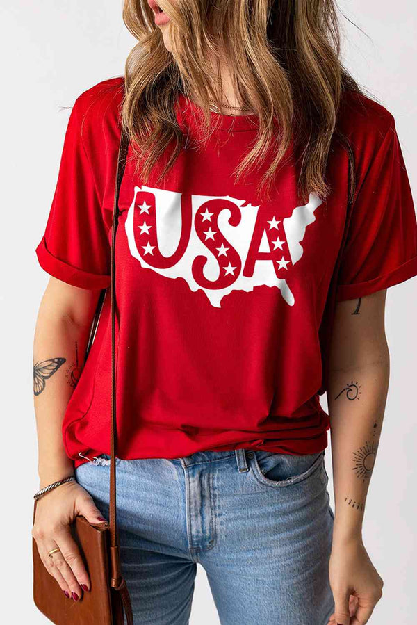 USA Graphic Round Neck T-Shirt | 1mrk.com
