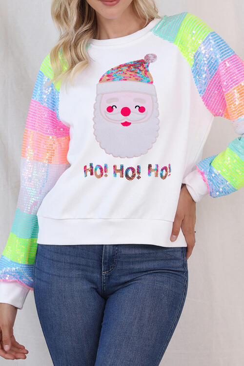 Santa Sequin Long Sleeve Sweatshirt |1mrk.com