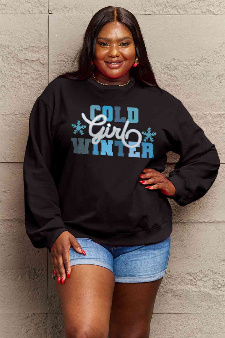 Simply Love Full Size COLD WINTER Graphic Long Sleeve Sweatshirt |1mrk.com