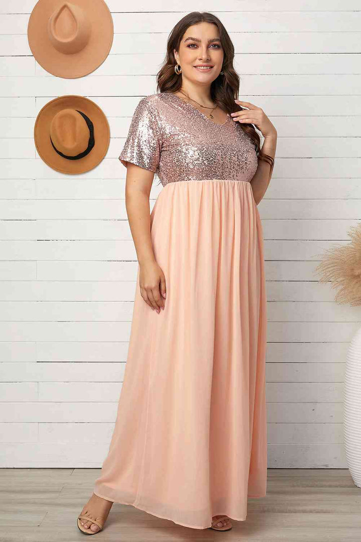 Maxi Dress Plus Size Sequined Spliced | 1mrk.com