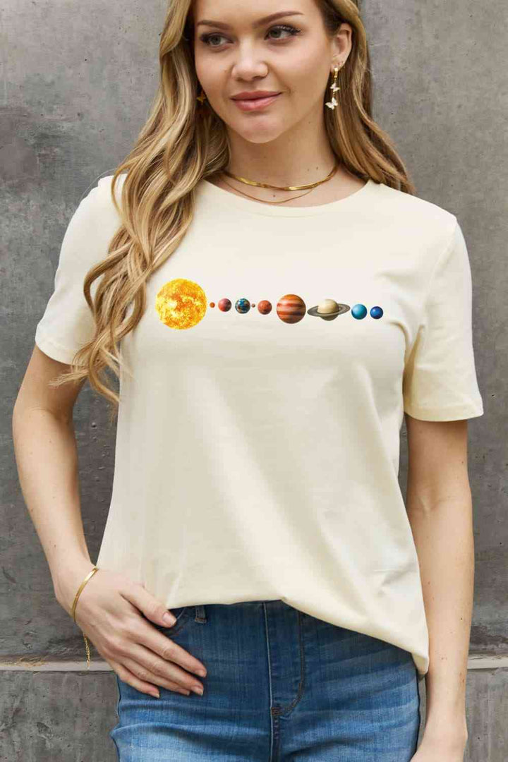 Simply Love Full Size Solar System Graphic Cotton Tee | 1mrk.com