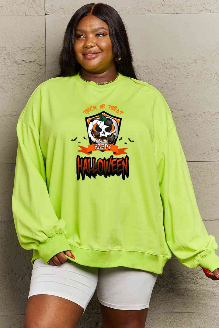 Simply Love Full Size TRICK OR TREAT HAPPY HALLOWEEN Graphic Sweatshirt |1mrk.com