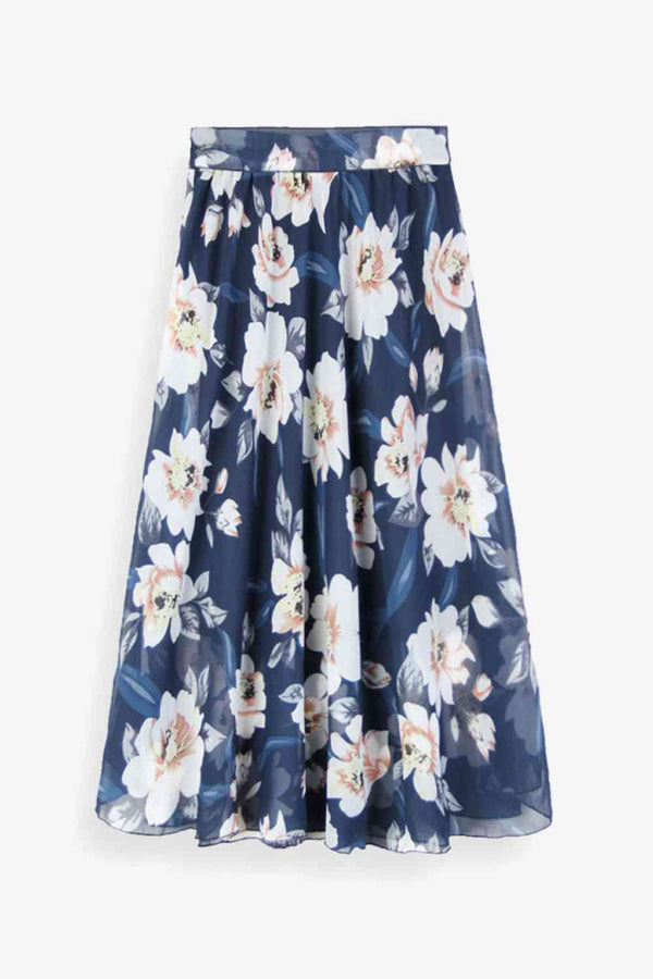 Full Size Floral Tie-Waist Skirt |1mrk.com