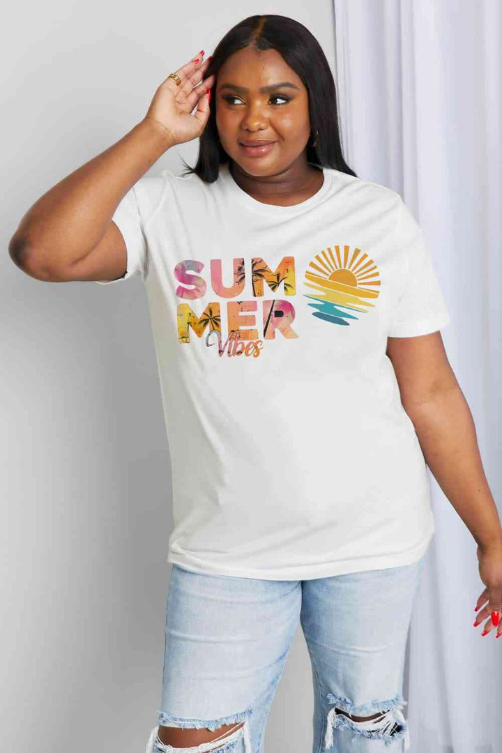 Simply Love Full Size SUMMER VIBES Graphic Cotton Tee | 1mrk.com