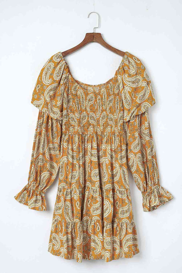 Paisley Flounce Sleeve Dress |1mrk.com