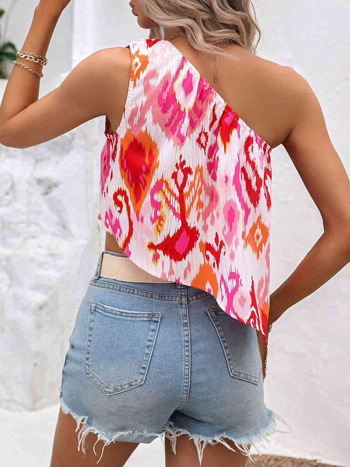 Multicolored One-Shoulder Asymmetrical Tank | 1mrk.com