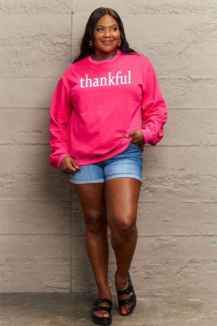 Simply Love Full Size THANKFUL Graphic Sweatshirt |1mrk.com