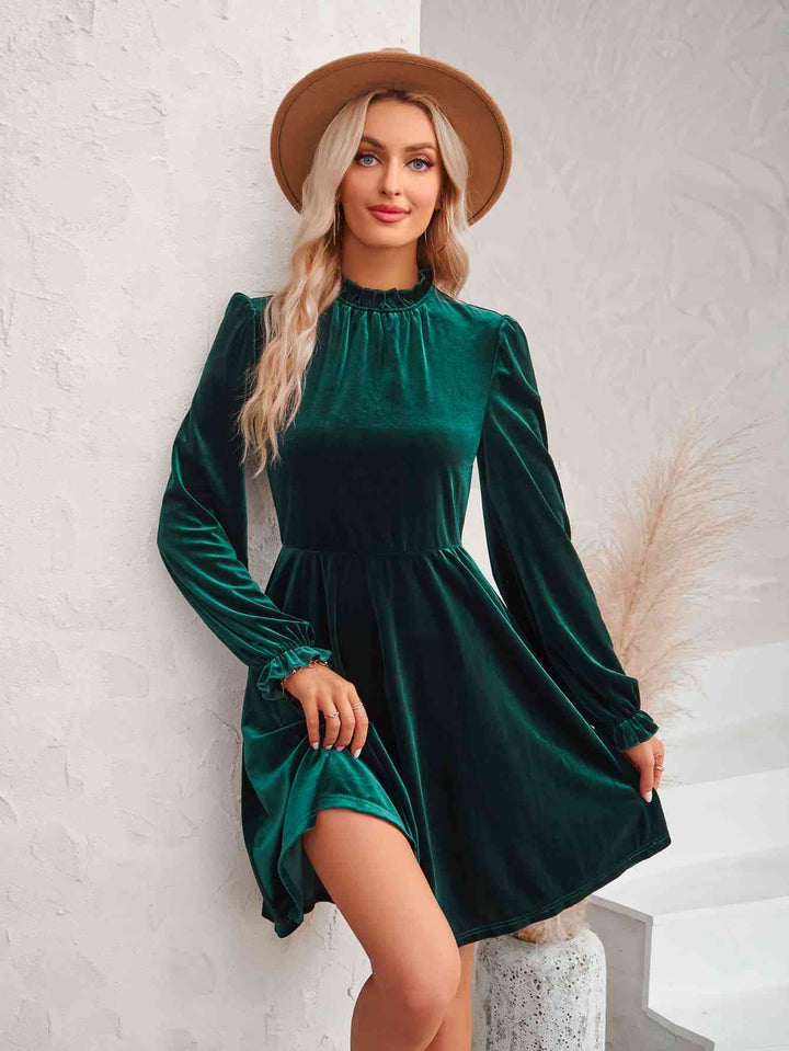 Long Flounce Sleeve A-Line Dress | 1mrk.com