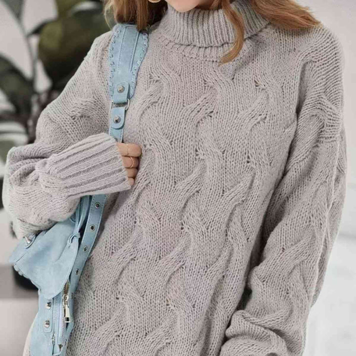 Cable-Knit Turtleneck Sweater Dress |1mrk.com