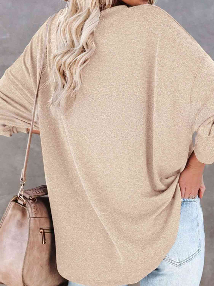 Buttoned Drop Shoulder Top | 1mrk.com