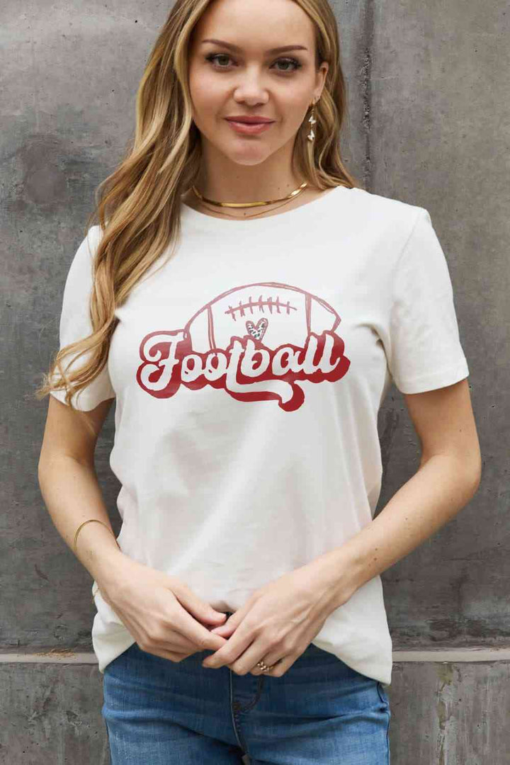 Simply Love Full Size FOOTBALL Graphic Cotton Tee | 1mrk.com