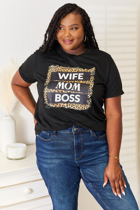 Simply Love WIFE MOM BOSS Leopard Graphic T-Shirt | 1mrk.com