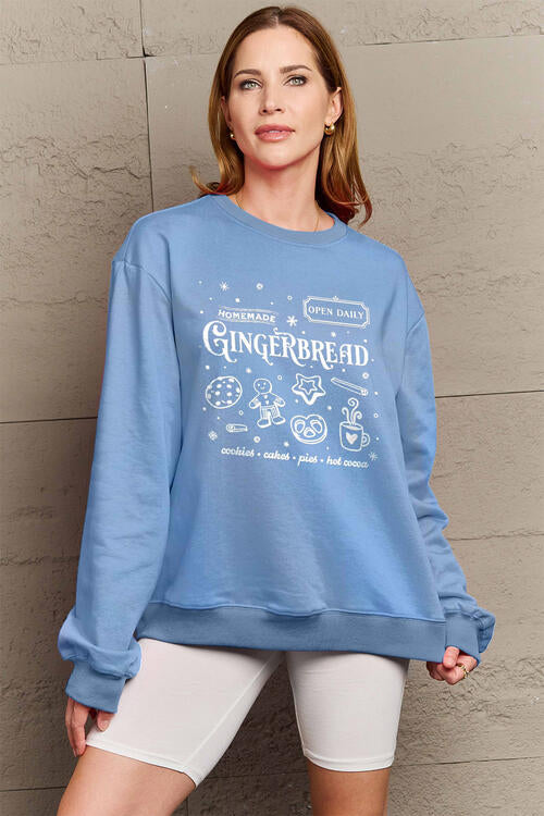 Simply Love Full Size GINGERBREAD Long Sleeve Sweatshirt |1mrk.com