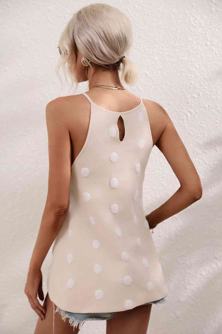 Polka Dot Round Neck Knit Tank | 1mrk.com