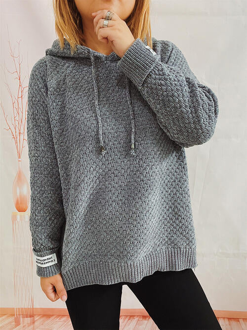 Drawstring Long Sleeve  Hooded Sweater |1mrk.com