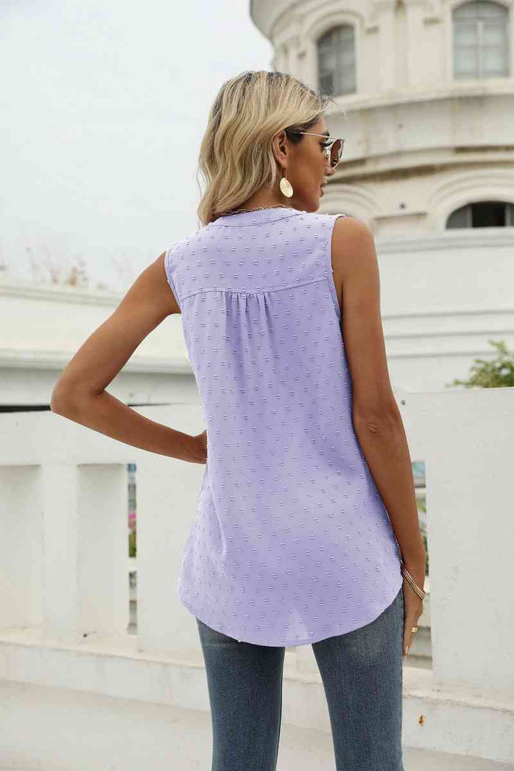 Swiss Dot Notched Neck Tank | 1mrk.com