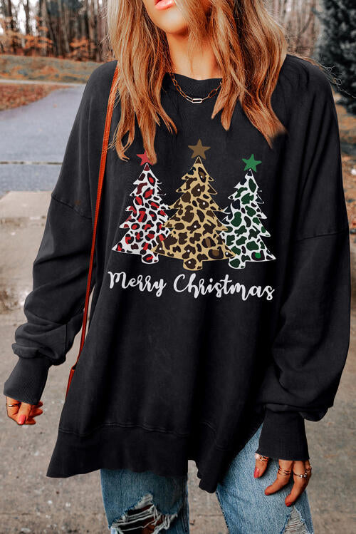 MERRY CHRISTMAS Graphic Dropped Shoulder Sweatshirt |1mrk.com