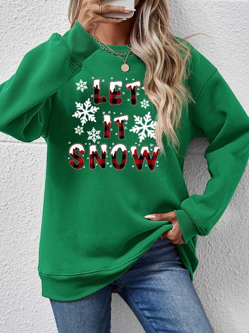 LET IT SNOW Round Neck Long Sleeve Sweatshirt |1mrk.com