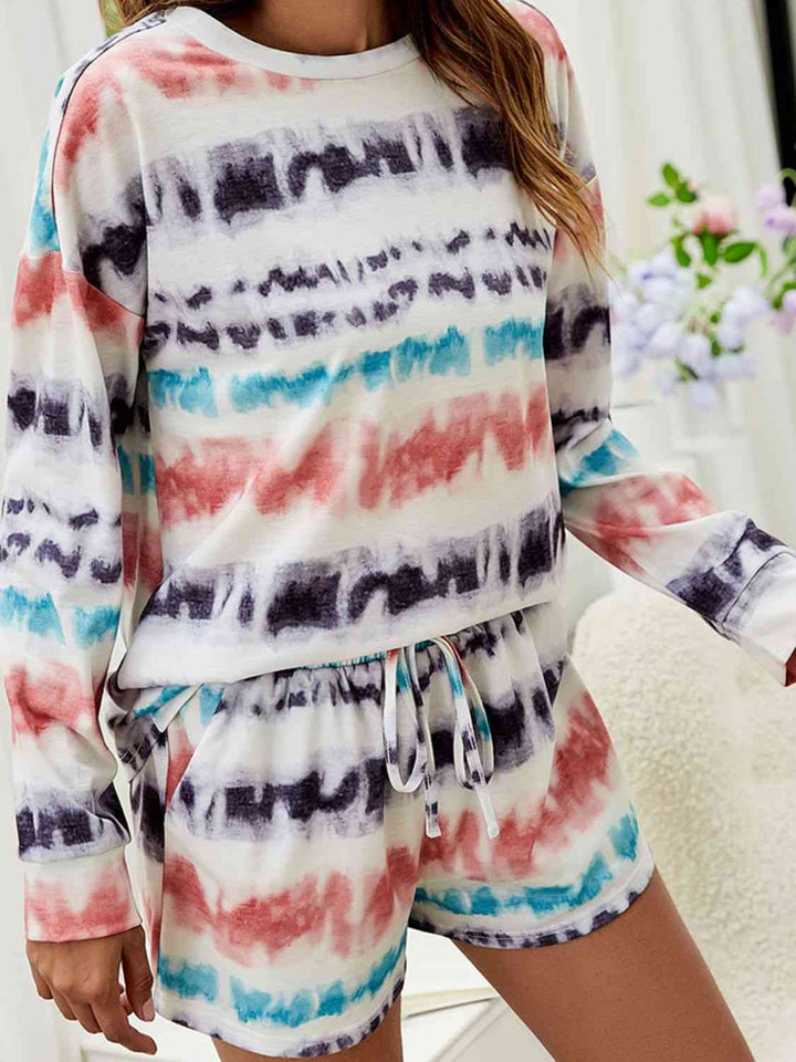 Tie-Dye Dropped Shoulder Lounge Set | 1mrk.com