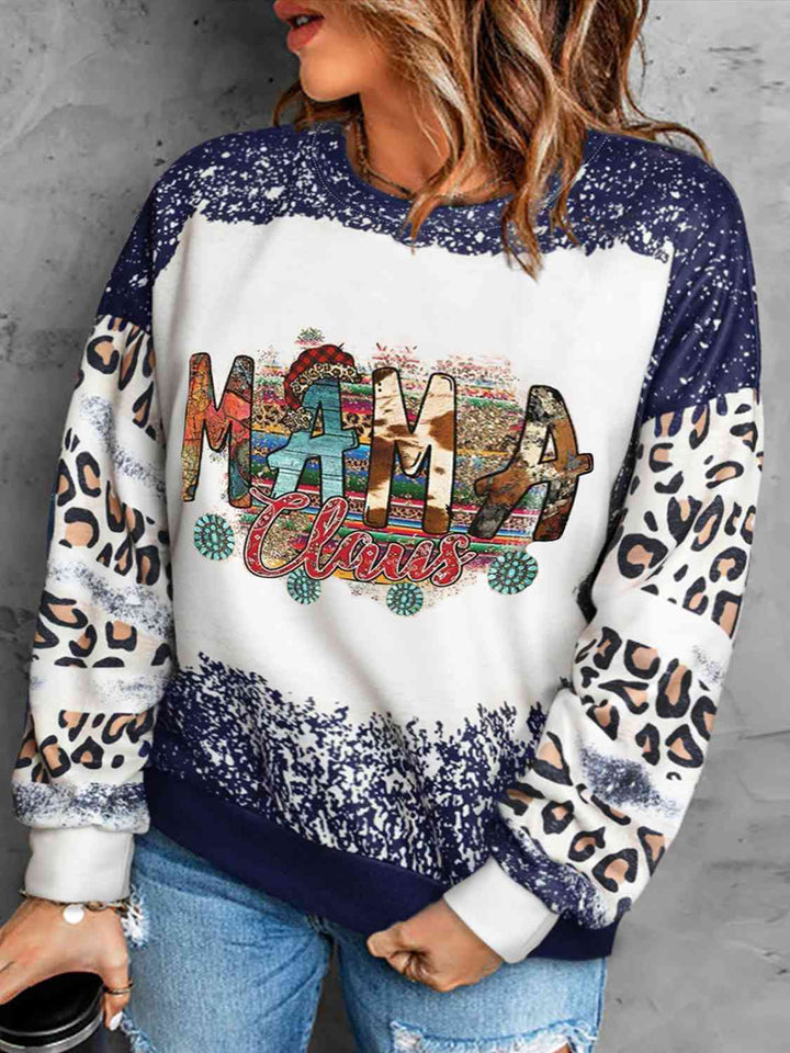 Plus Size MAMA CLAUS Graphic Long Sleeve Sweatshirt | 1mrk.com