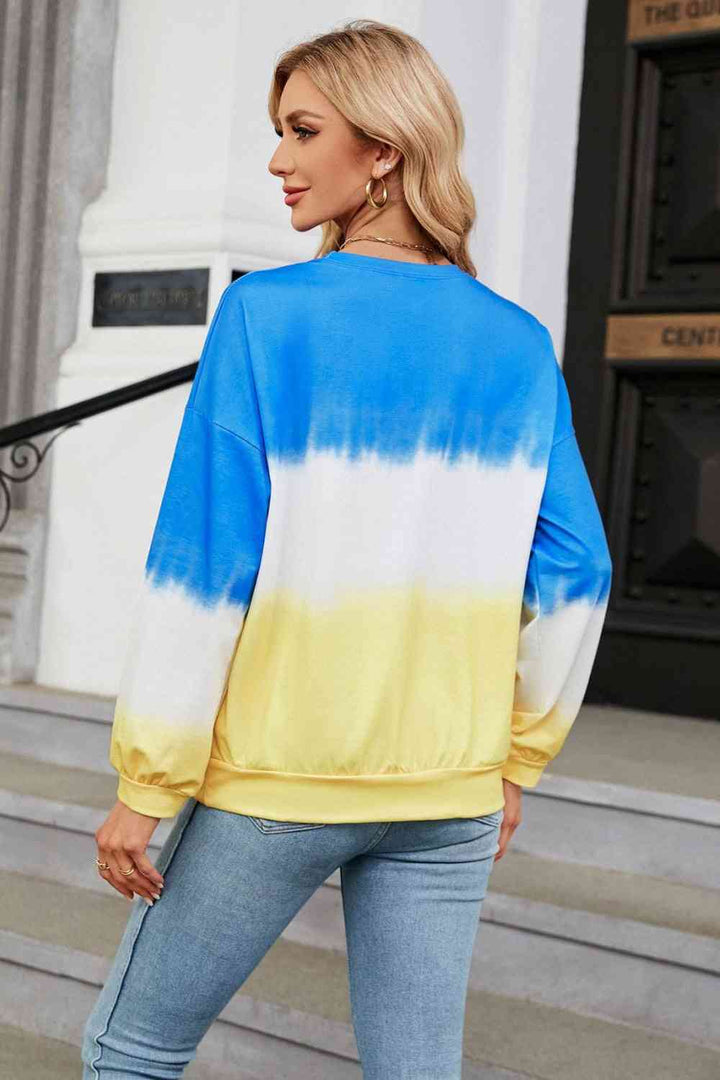 Gradient Round Neck Long Sleeve Sweatshirt |1mrk.com