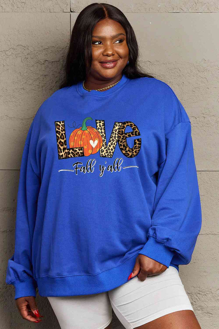 Simply Love Full Size LOVE FALL Y'ALL Graphic Sweatshirt |1mrk.com