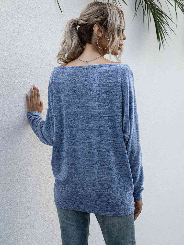 Heathered Boat Neck Long Sleeve Tee | 1mrk.com