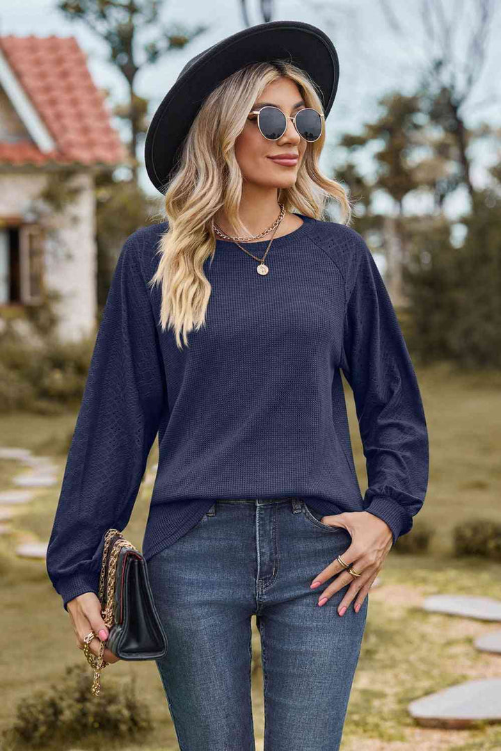 Round Neck Raglan Sleeve Sweatshirt |1mrk.com