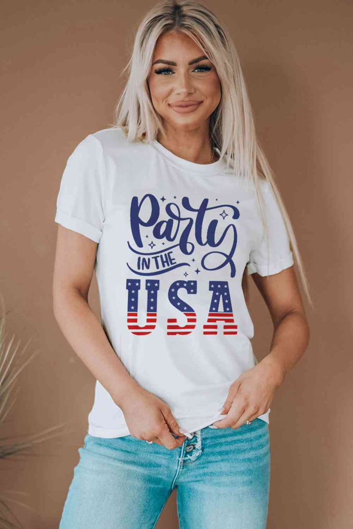 PARTY IN THE USA Round Neck Cuffed Tee | 1mrk.com