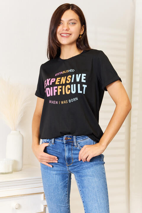 Simply Love Slogan Graphic Cuffed Sleeve T-Shirt | 1mrk.com