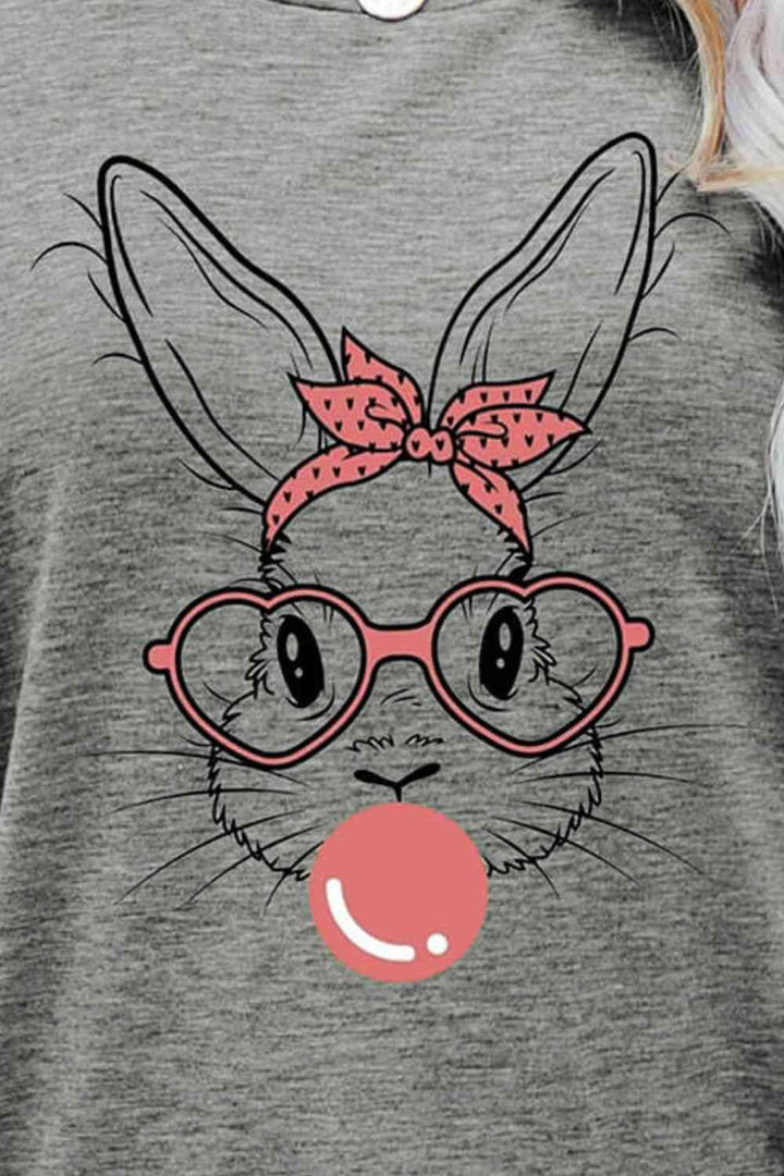 Easter Bunny Graphic Round Neck T-Shirt | 1mrk.com