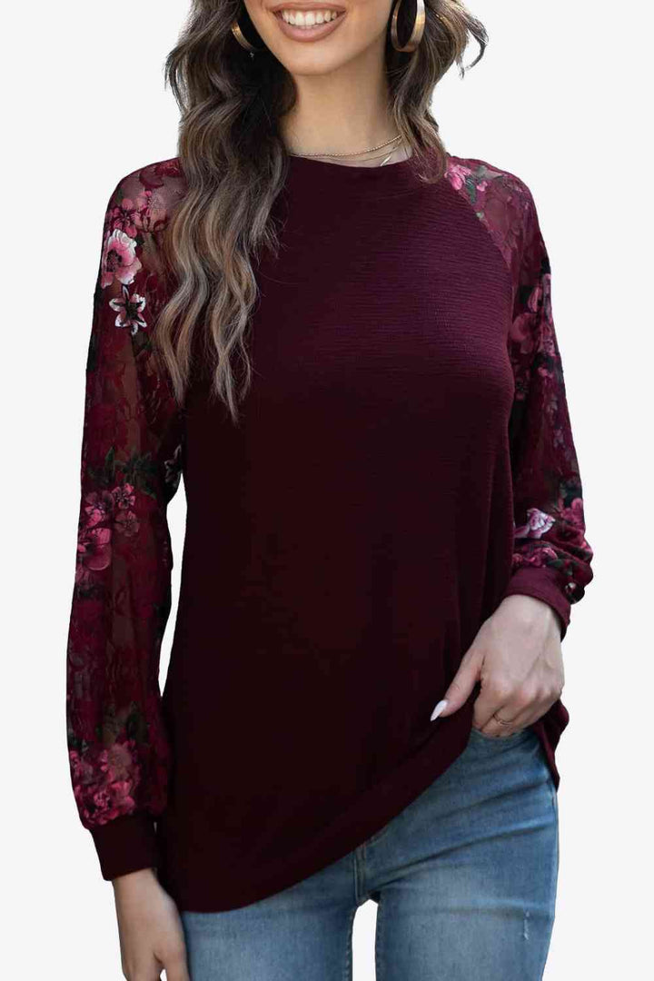 Long Raglan Sleeve Round Neck Tee | 1mrk.com