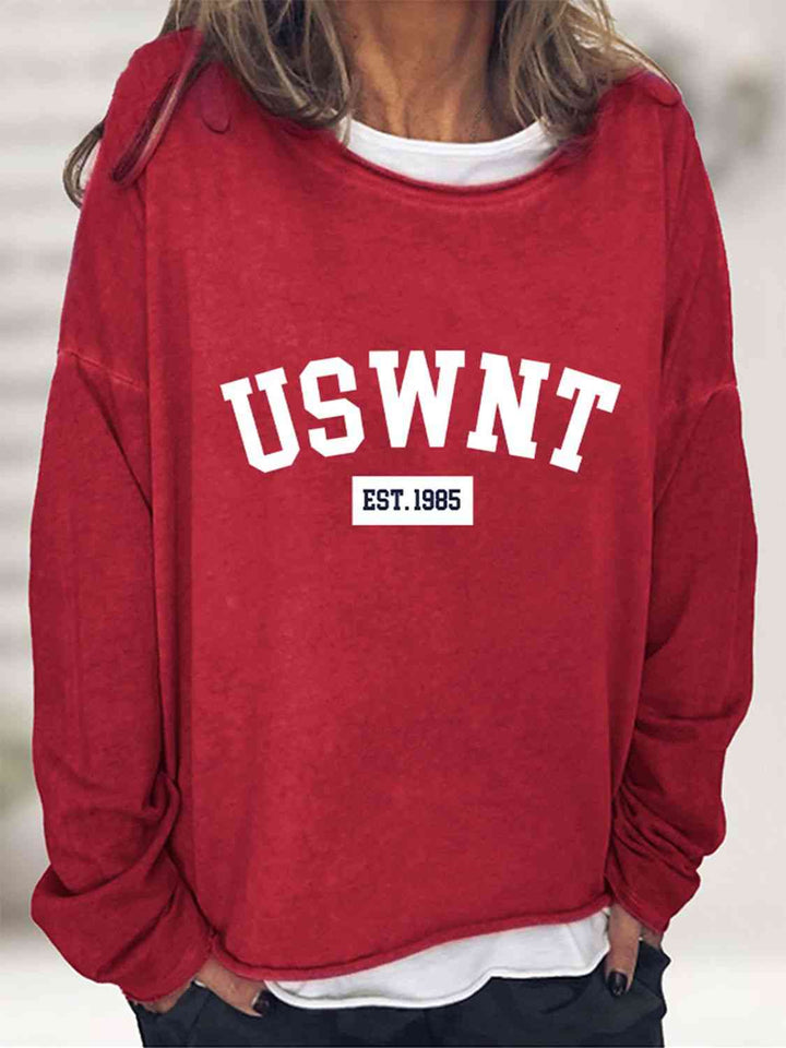 USWNT Round Neck Long Sleeve Sweatshirt |1mrk.com