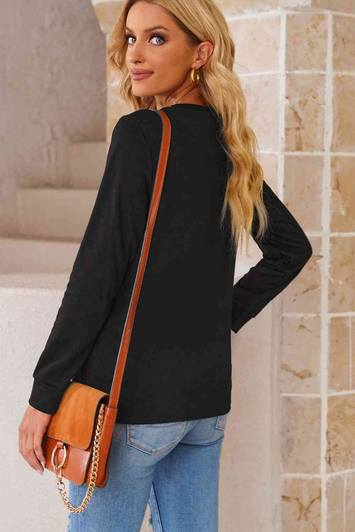 Round Neck Long Sleeve Top | 1mrk.com