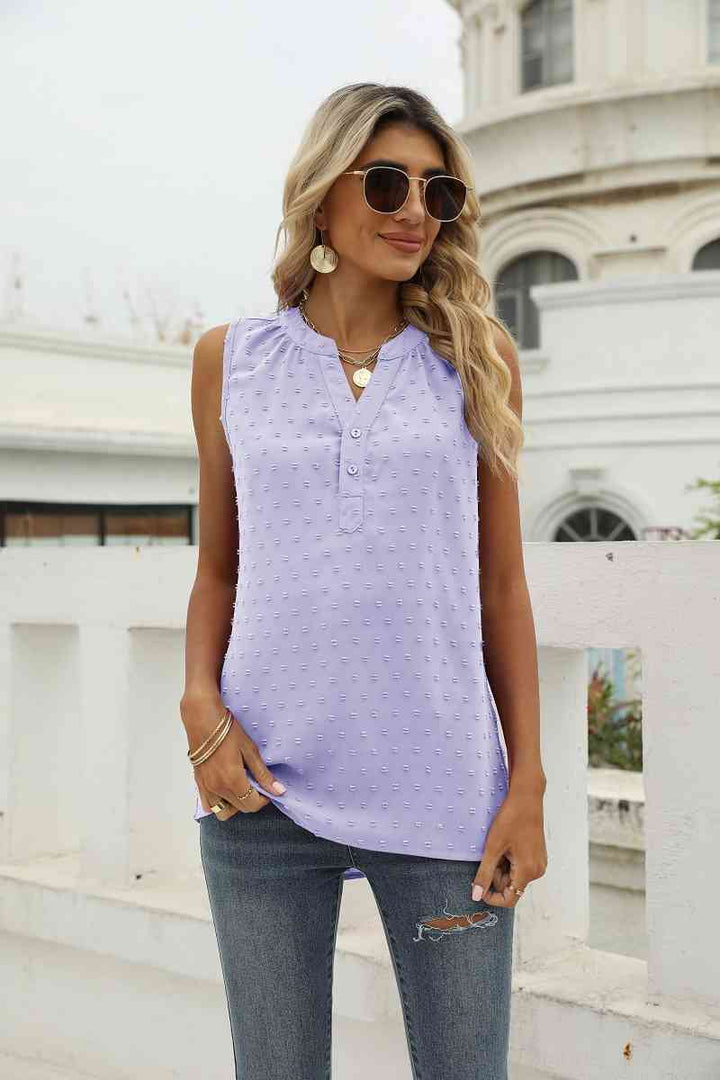 Swiss Dot Notched Neck Tank | 1mrk.com