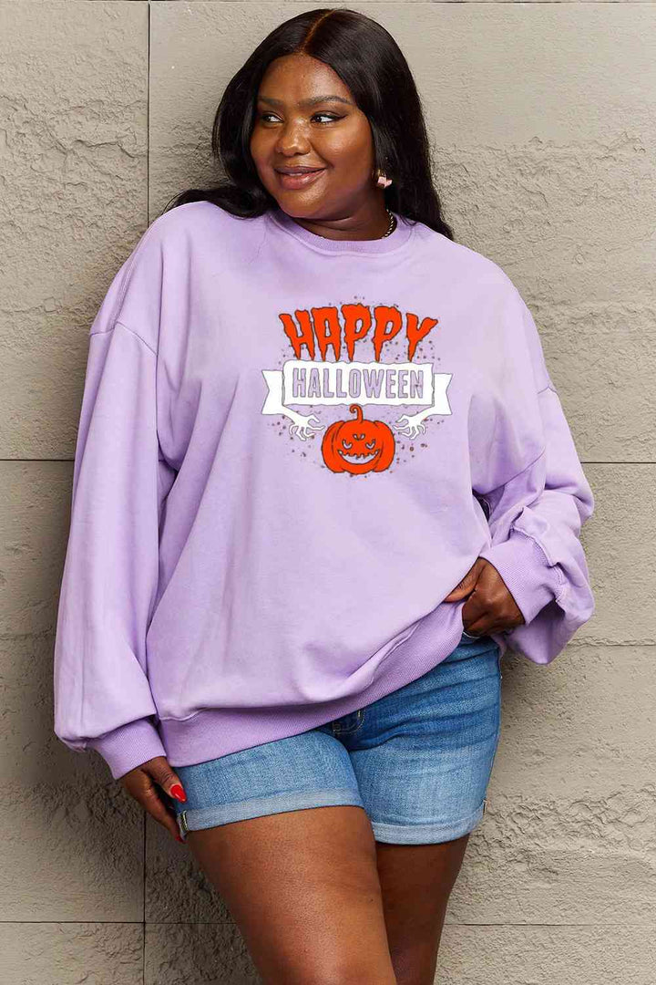 Simply Love Full Size HAPPY HALLOWEEN Graphic Sweatshirt |1mrk.com