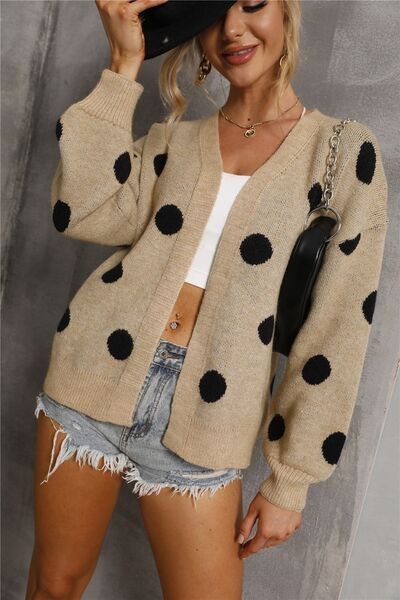 Polka Dot Open Front Cardigan |1mrk.com