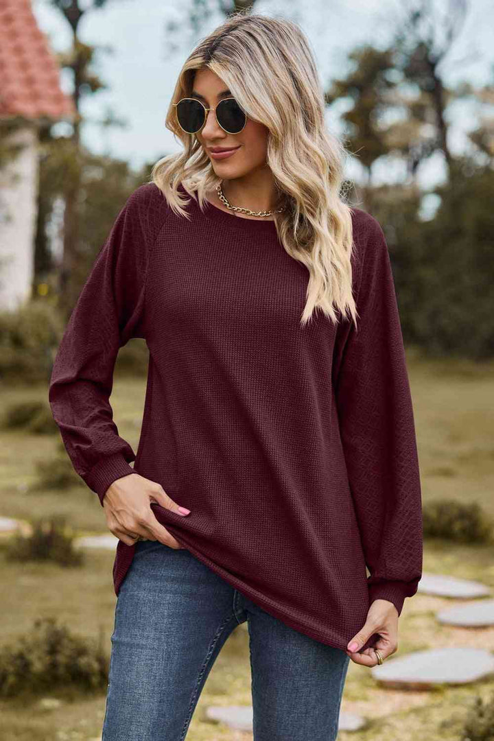 Round Neck Raglan Sleeve Sweatshirt |1mrk.com