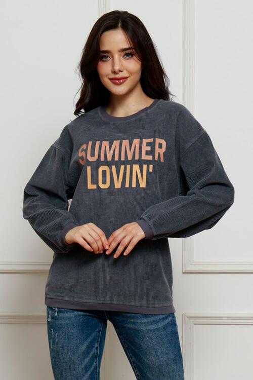 SUMMER LOVIN Graphic Textured Pullover Sweatshirt |1mrk.com