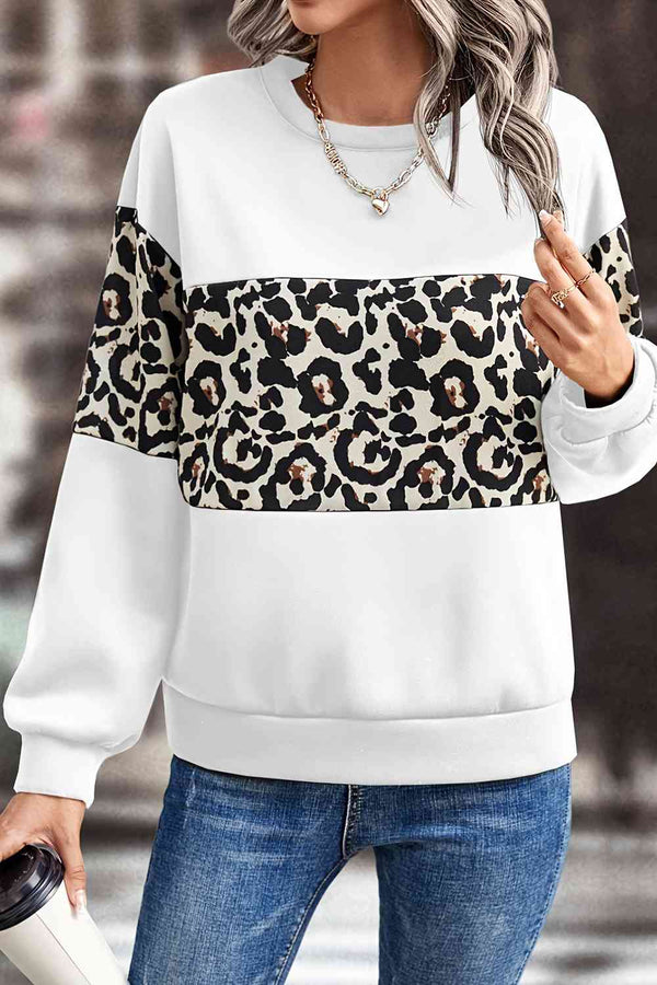 Leopard Dropped Shoulder Sweatshirt | 1mrk.com