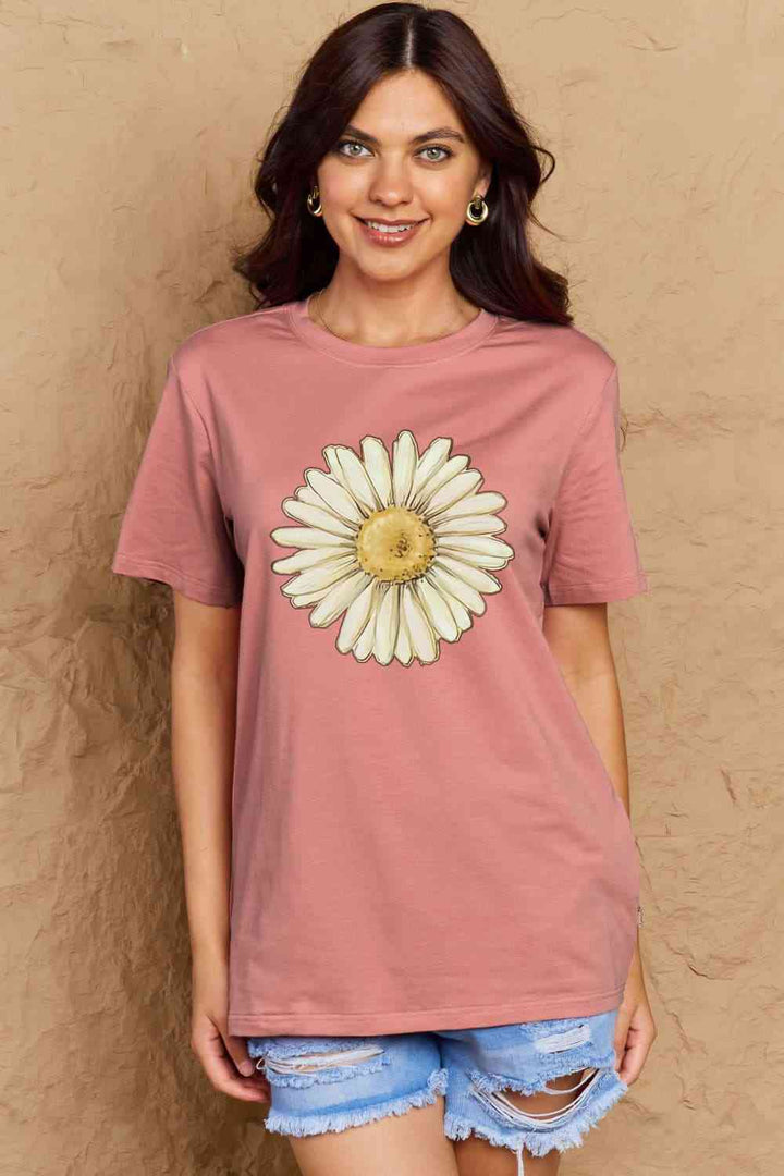 Simply Love Full Size FLOWER Graphic Cotton Tee | 1mrk.com