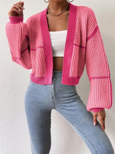 Open Front Dropped Shoulder Cardigan | Trendsi