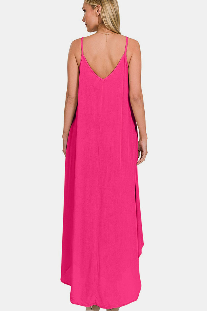 Zenana Woven Cami Maxi Dress with Side Pockets | Trendsi