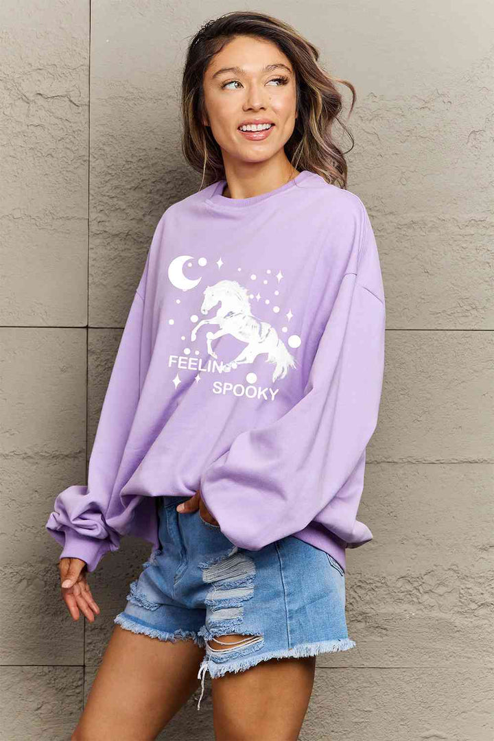 Simply Love Full Size Graphic Drop Shoulder Sweatshirt |1mrk.com