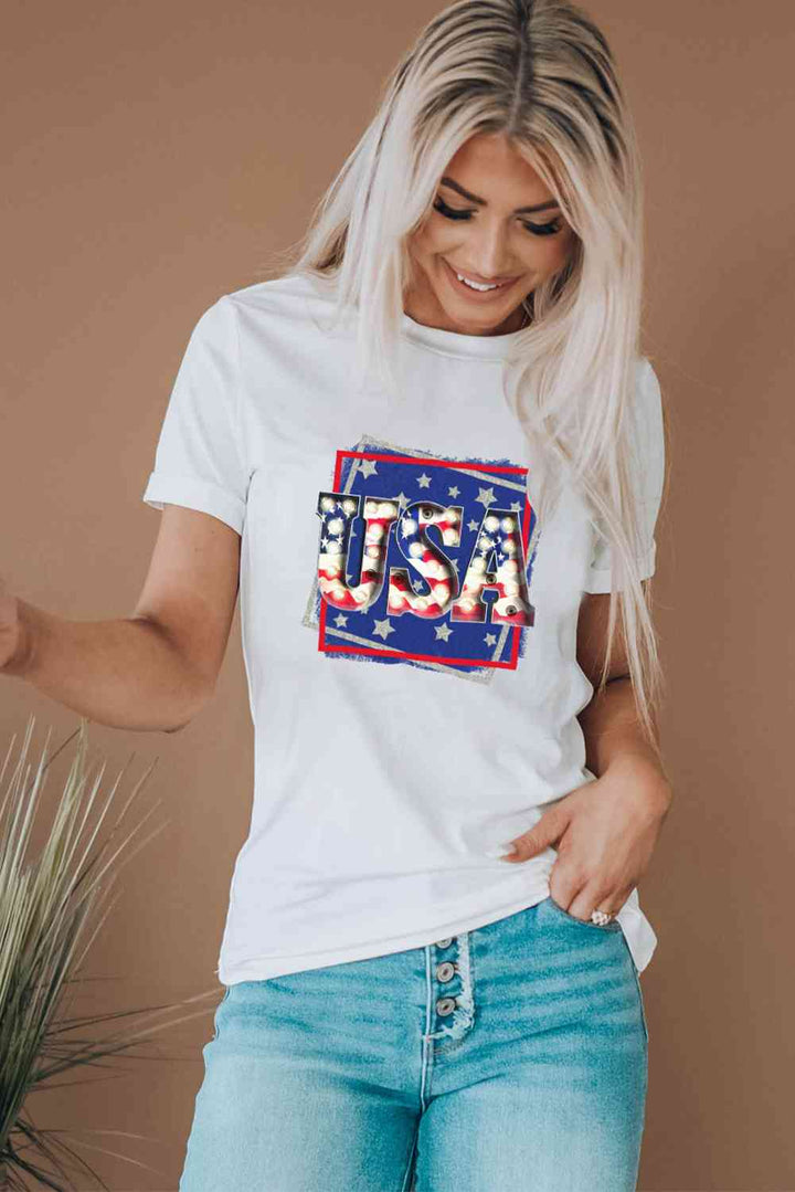 USA Graphic Round Neck Tee Shirt | 1mrk.com