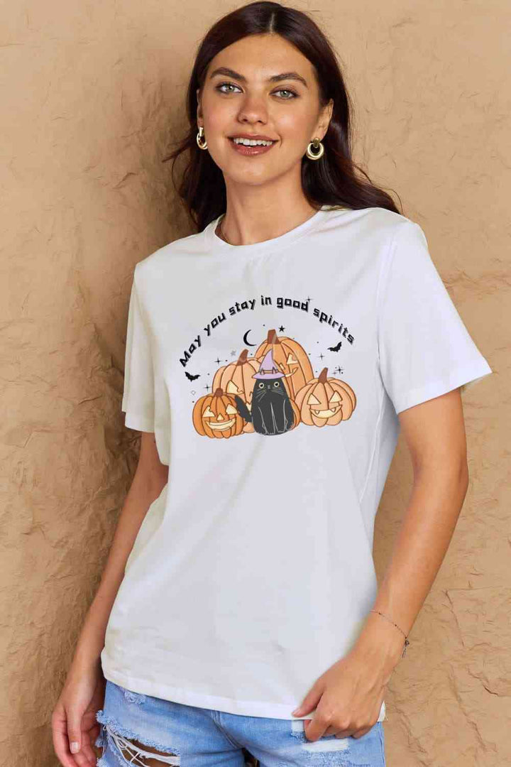 Simply Love Full Size MAY YOU STAY IN GOOD SPIRITS Graphic Cotton T-Shirt | 1mrk.com