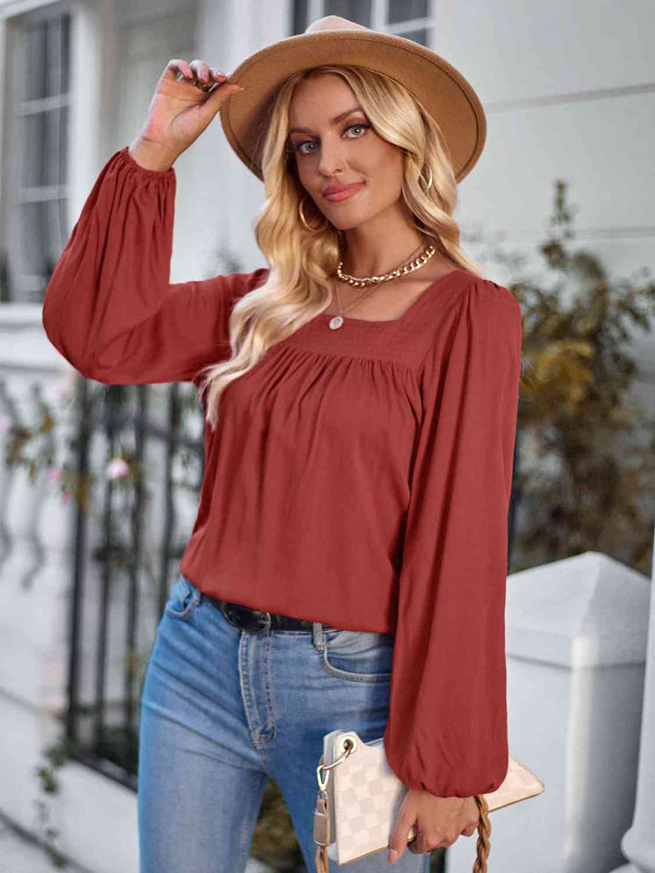 Square Neck Puff Sleeve Top | 1mrk.com