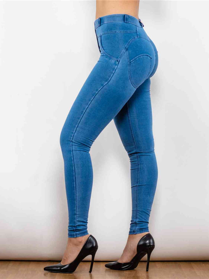 Full Size Buttoned Skinny Jeans | 1mrk.com